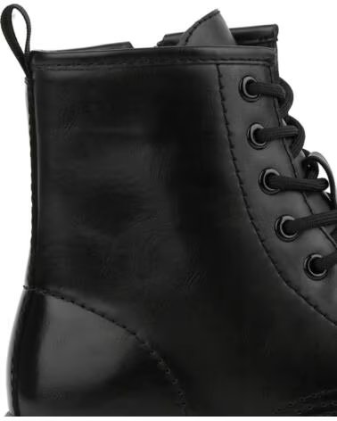 BB UP BOTIN MILITAR DE MUJER CON CORDONES 2467 PU NEGRO BLACK