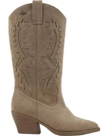 BB UP BOTA COWBOY DE MUJER BORDADA ANTE CREMA CON TACON 2642 ANTE BEIGE