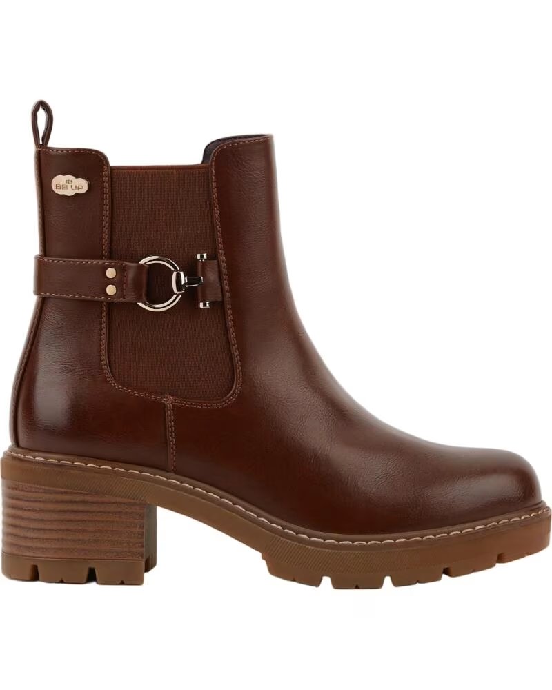 BB UP BOTINE CLASICO DE MUJER CON TACON Y HEBILLA 2623 PU MARRON BROWN
