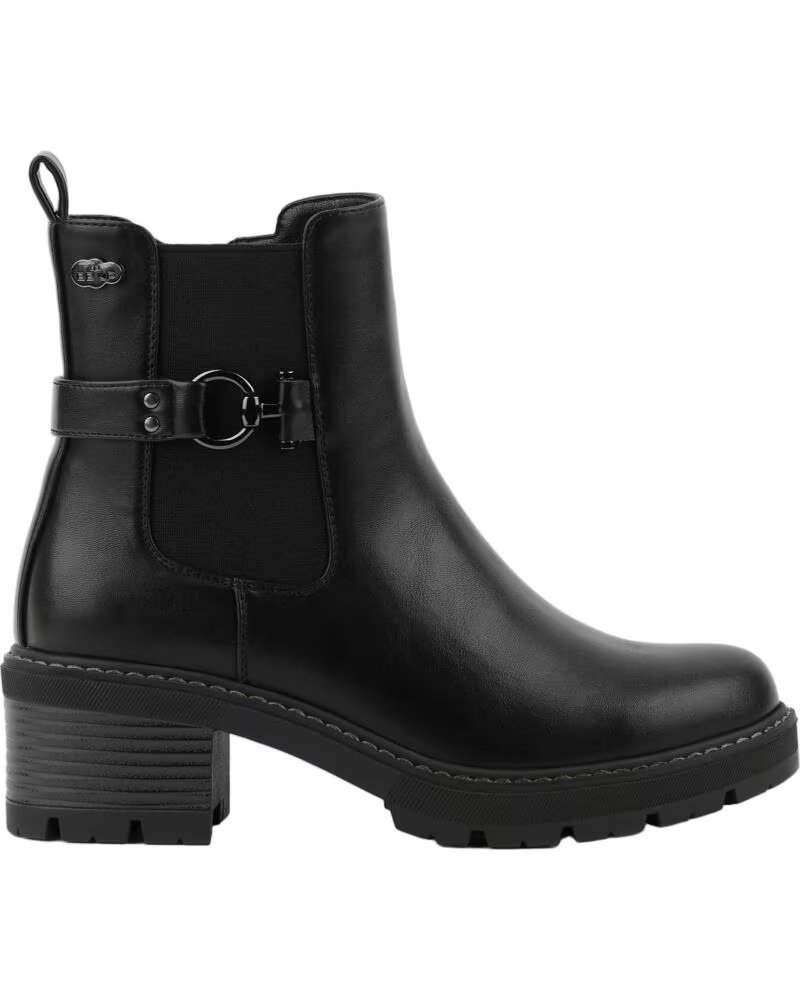 BB UP BOTINES DE MUJER CON TACON Y HEBILLA 2623 PU NEGRO BLACK