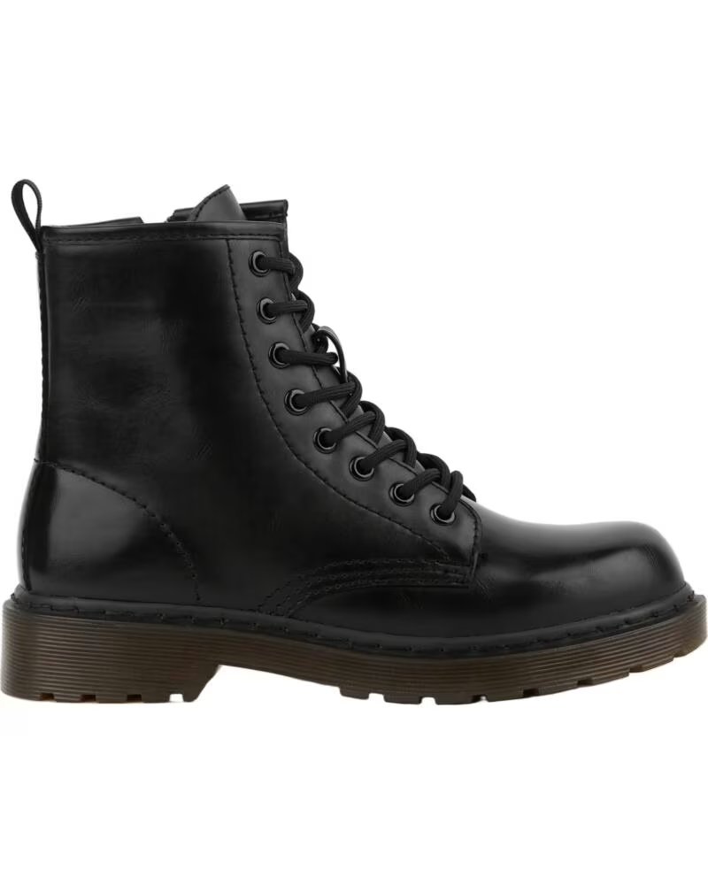 BB UP BOTIN MILITAR DE MUJER CON CORDONES 2467 PU NEGRO BLACK