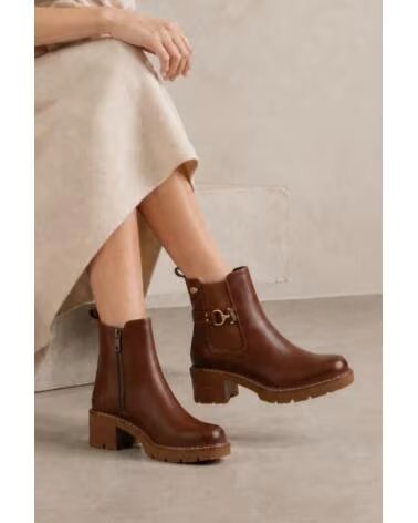 BB UP BOTINE CLASICO DE MUJER CON TACON Y HEBILLA 2623 PU MARRON BROWN
