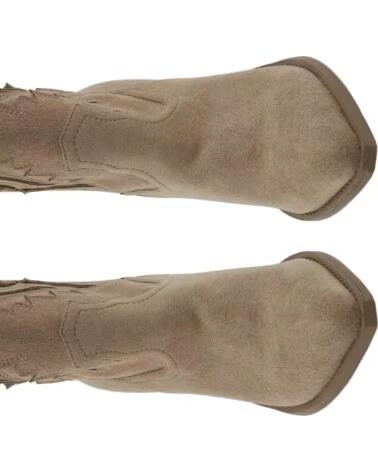BB UP BOTA COWBOY DE MUJER BORDADA ANTE CREMA CON TACON 2642 ANTE BEIGE