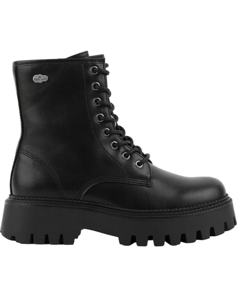 BB UP BOTIN MILITAR NEGRO DE MUJER EN SUELA TRACK 2608 PU NEGRO BLACK