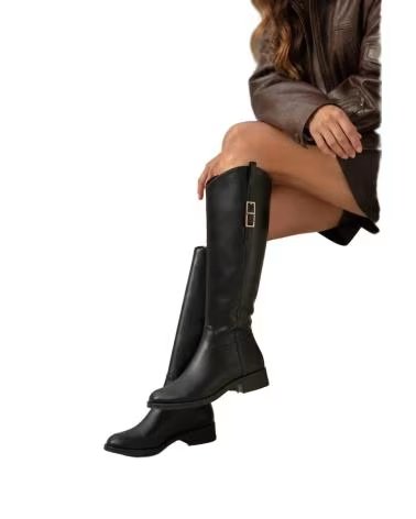 BB UP BOTA ALTA NEGRA DE MUJER CON ASPECTO HIPICA 2639 PU NEGRO BLACK