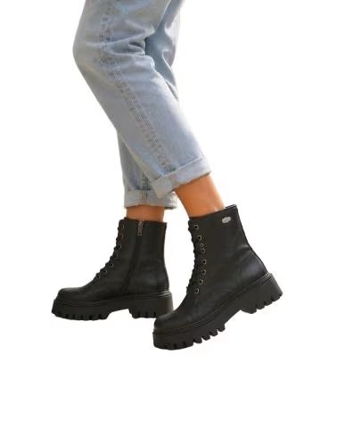BB UP BOTIN MILITAR NEGRO DE MUJER EN SUELA TRACK 2608 PU NEGRO BLACK