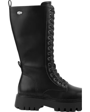 BB UP BOTA ALTA MILITAR NEGRA DE MUJER CON CORDONES 2610 PU NEGRO BLACK