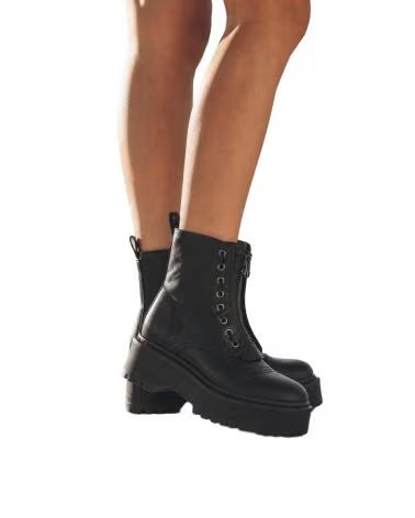 BB UP BOTIN MILITAR NEGRO DE MUJER CON CREMALLERA CENTRAL 1001 PU NEGRO BLACK