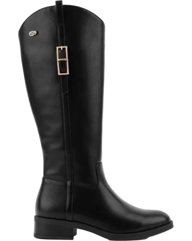 BB UP BOTA ALTA NEGRA DE MUJER CON ASPECTO HIPICA 2639 PU NEGRO BLACK
