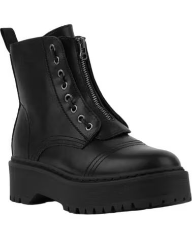 BB UP BOTIN MILITAR NEGRO DE MUJER CON CREMALLERA CENTRAL 1001 PU NEGRO BLACK
