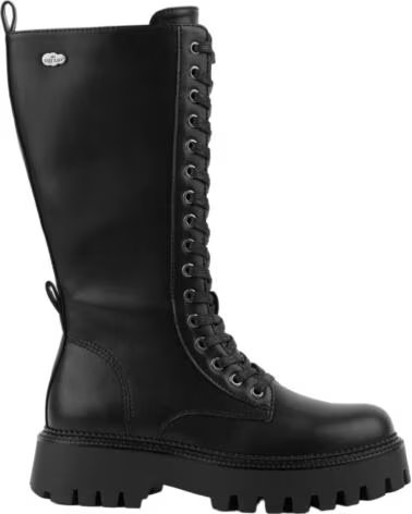 BB UP BOTA ALTA MILITAR NEGRA DE MUJER CON CORDONES 2610 PU NEGRO BLACK