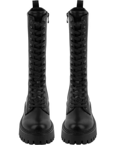 BB UP BOTA ALTA MILITAR NEGRA DE MUJER CON CORDONES 2610 PU NEGRO BLACK