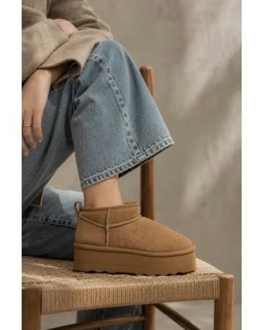 BB UP BOTIN DE MUJER EN PIEL SERRAJE CON DOBLE SUELA 1029 SERRAJE BEIGE