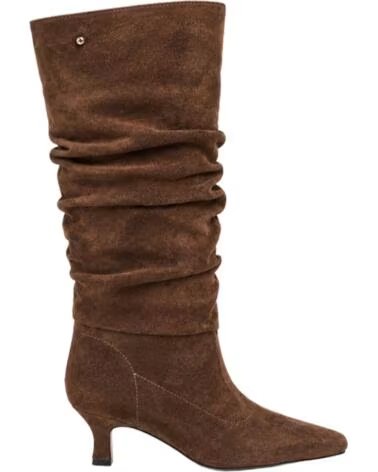 BB UP BOTA MARRON DE MUJER CON TACON Y CANA FRUNCIDA 2745 ANTE Oliva GREEN