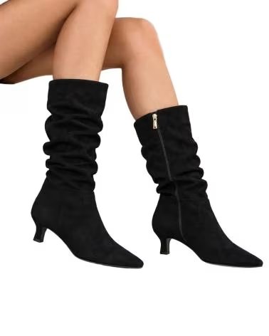 BB UP BOTA NEGRA DE MUJER CON TACON Y CANA FRUNCIDA 2745 ANTE Negro BLACK