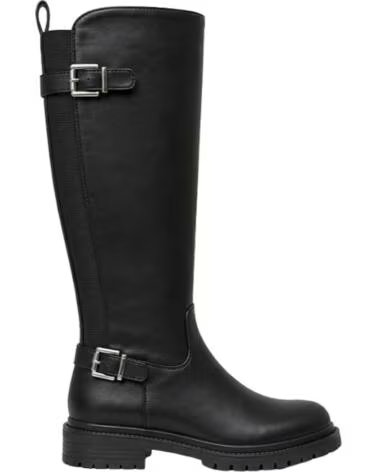 BB UP BOTA ALTA NEGRA DE MUJER CON HEBILLA Y TACON BAJO 2721 PU Negro BLACK