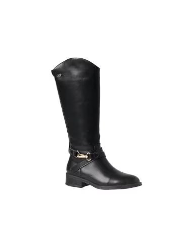 BB UP BOTA ALTA NEGRA DE MUJER ESTILO ECUESTRE CON HEBILLA 2720 PU Negro BLACK