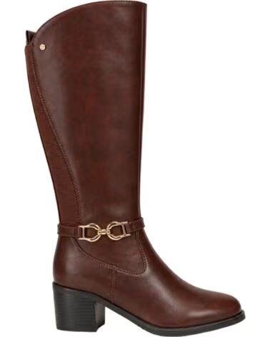 BB UP BOTA ALTA MARRON DE MUJER ESTILO ECUESTRE CON TACON BAJO 2741 PU Cafe BROWN