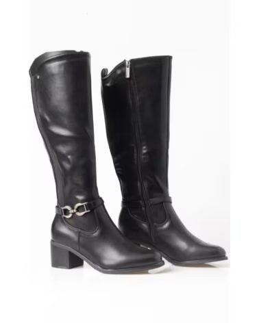 BB UP BOTA ALTA NEGRA DE MUJER CON HEBILLA DORADA 2741 PU Negro BLACK