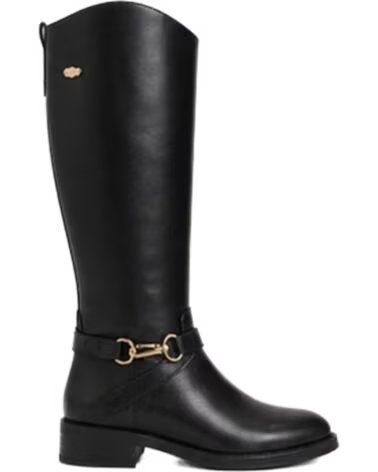 BB UP BOTA ALTA NEGRA DE MUJER ESTILO ECUESTRE CON HEBILLA 2720 PU Negro BLACK