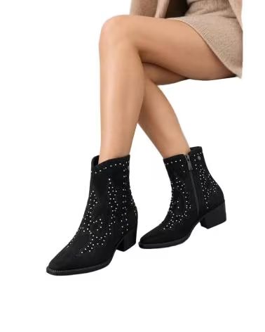 BB UP BOTIN NEGRO DE MUJER CON TACHAS Y TACON 2763 ANTE Negro BLACK