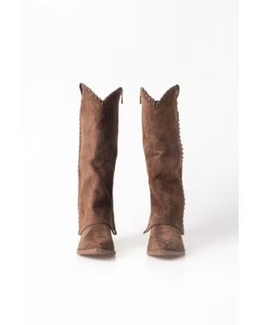 BB UP BOTA COWBOY MARRON DE MUJER CON BORDADOS 2751 ANTE Olive