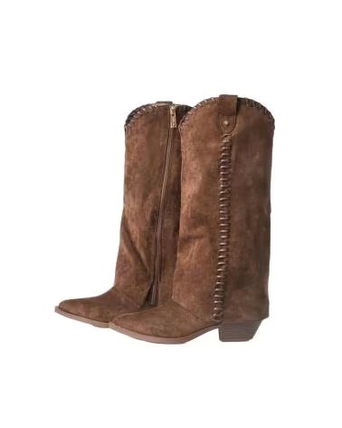 BB UP BOTA COWBOY MARRON DE MUJER CON BORDADOS 2751 ANTE Olive