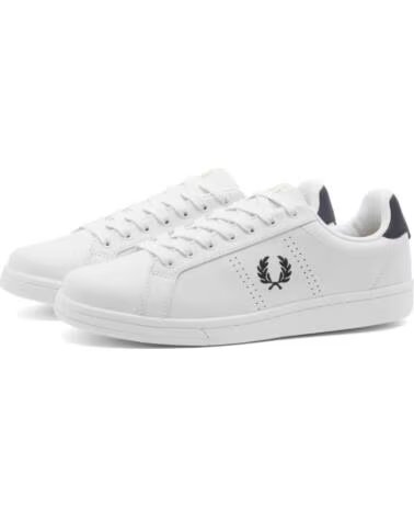 FRED PERRY B721 LEATHER B6312 BLANCO MARINO