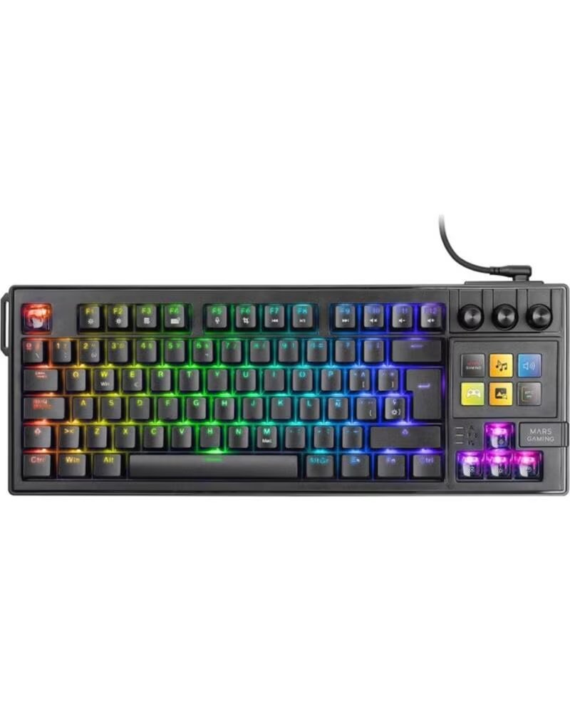 MARS GAMING Teclado Gaming Mecanico MK-MASTER- Switch Rojo- Negro- Incluye SmartDeck