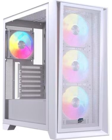 EINAREX Caja ordenador gaming p600 rgb atx cristal templado blanca