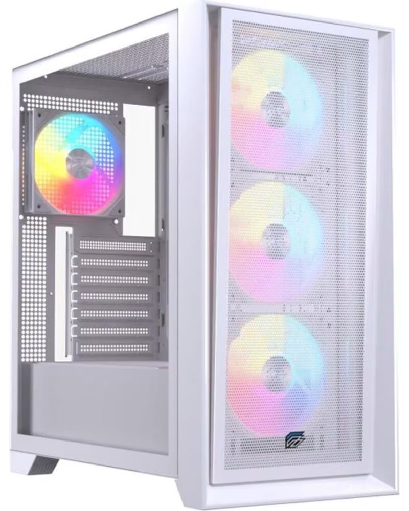 EINAREX Caja ordenador gaming p600 rgb atx cristal templado blanca