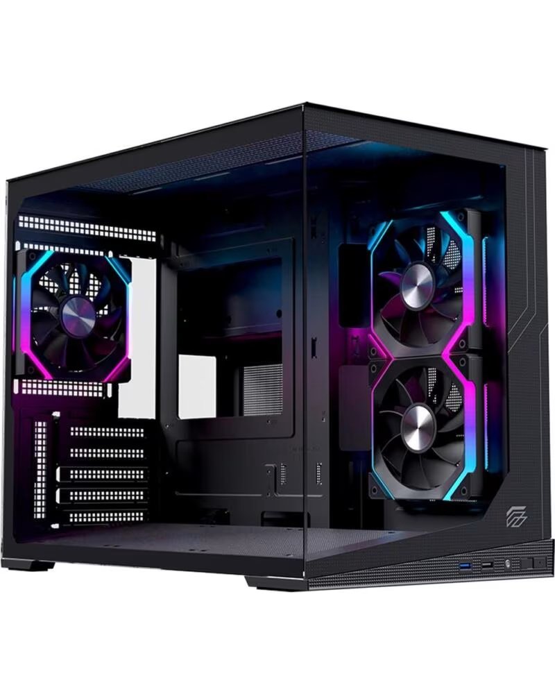 EINAREX Caja ordenador gaming sm300 rgb matx cristal templado negra