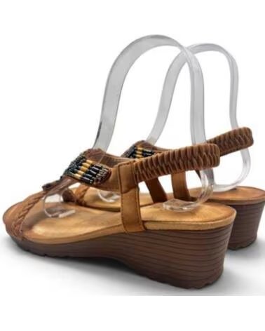 TIMBOS SANDÁLIA ANABELA FEMININA CONFORTÁVEL CAMEL 132973
