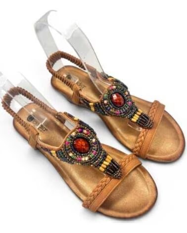 TIMBOS SANDÁLIA ANABELA FEMININA CONFORTÁVEL CAMEL 132973