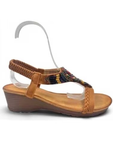 TIMBOS SANDÁLIA ANABELA FEMININA CONFORTÁVEL CAMEL 132973