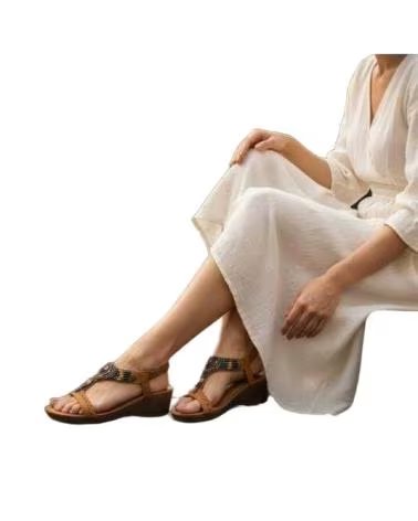 TIMBOS SANDÁLIA ANABELA FEMININA CONFORTÁVEL CAMEL 132973
