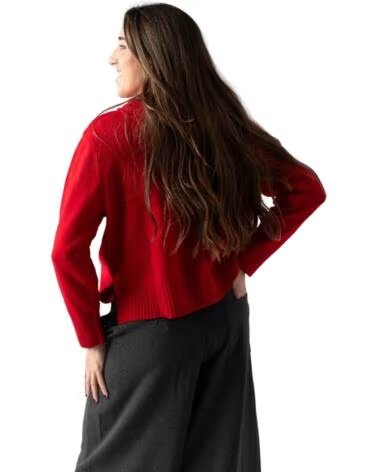 YERSE ROTER DAMEN-FEINSTRICKPULLOVER MIT STEHKRAGEN ROJO