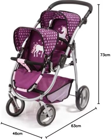 BAYER CARRITO MUÑECAS DOBLE 26537AA LUNARES