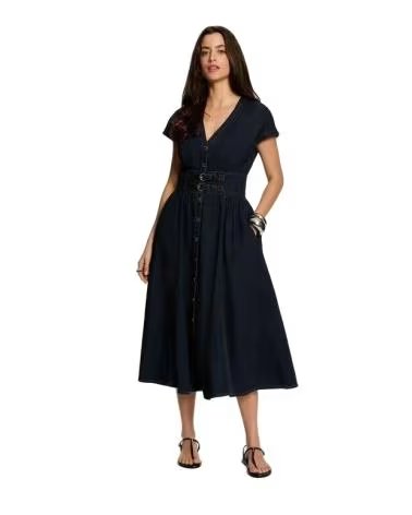 MORGAN VESTIDO MIDI 262-RIRINA AZUL MARINO