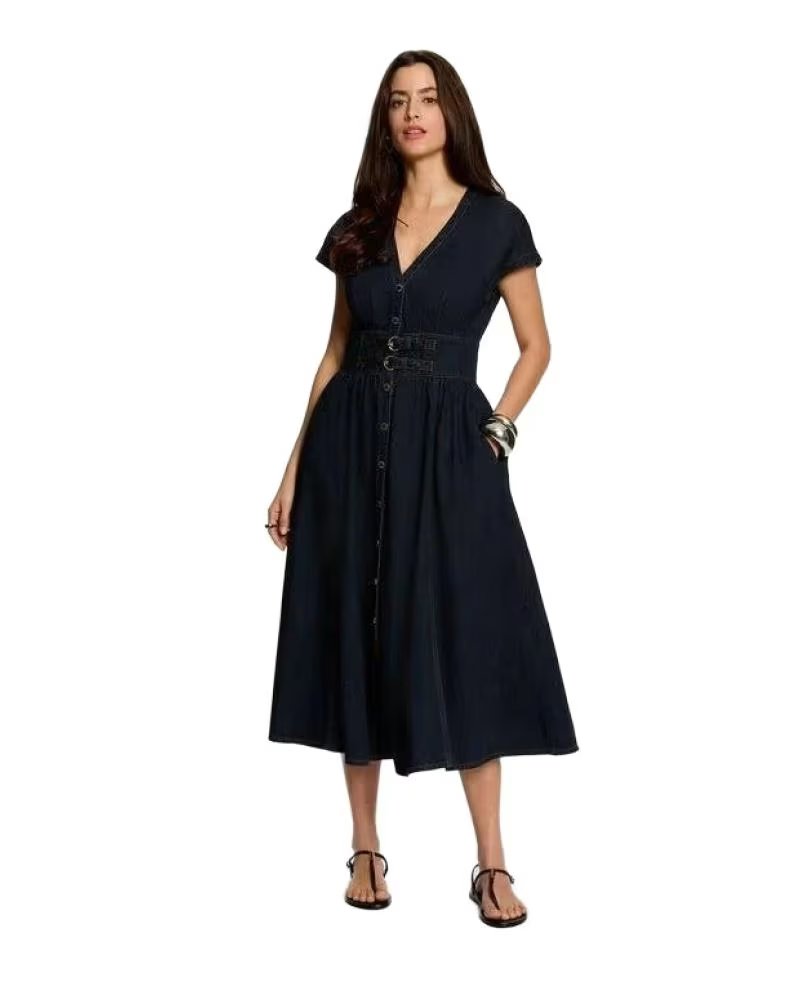 MORGAN VESTIDO MIDI 262-RIRINA AZUL MARINO