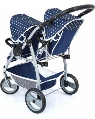 BAYER CARRITO MUÑECAS DOBLE TWIN 26551AA AZUL MARINO