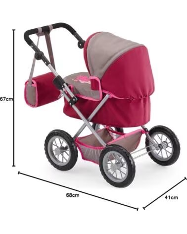 BAYER CARRITO DE MUÑECAS TRENDY ROYAL PINK DESIGN 13078 ROSA OSCURO
