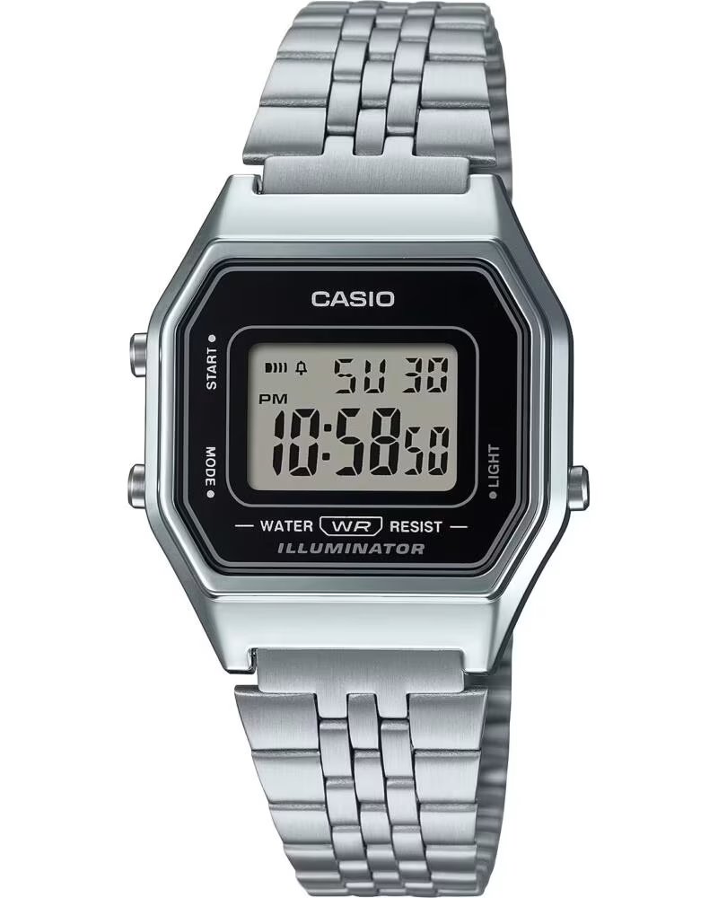 RELOJ CASIO LA680WA-1 DIGITAL DE ACERO INOXIDABLE GRIS
