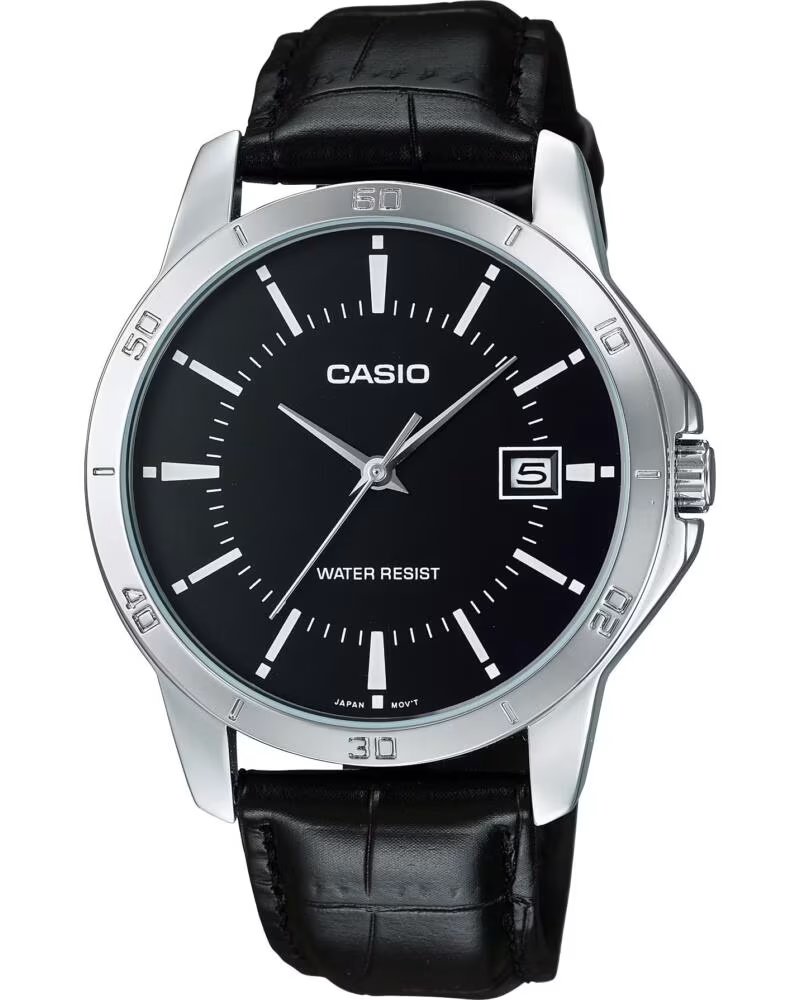 RELOJ CASIO MTP-V004L-1A ANALÓGICO CON CORREA DE PIEL NEGRA NEGRO