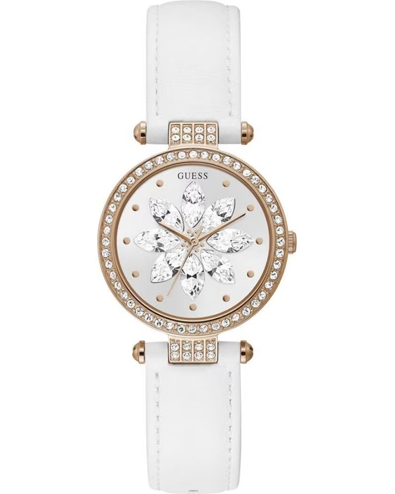 MONTRE FEMME GUESS GW0382L3 QUARTZ AVEC BRACELET EN CUIR BLANC BLANCO