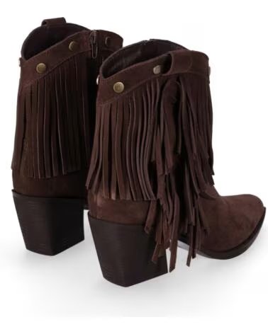 CHIKA10 MAHONA 03 BOTTINES EN CROÛTE DE CUIR À FRANGES MARRON-BROWN