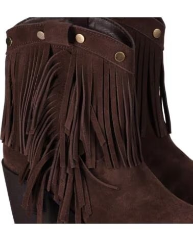 CHIKA10 MAHONA 03 BOTTINES EN CROÛTE DE CUIR À FRANGES MARRON-BROWN