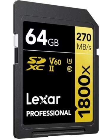 LEXAR TARJETA MEMORIA SDXC PROFESSIONAL 1800X 64GB UHS - II C10 V60