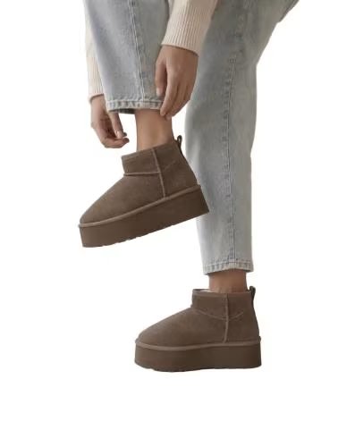 BB UP 1029 DAMEN STIEFELETTE VELOURSLEDER DOPPELTE SOHLE GRAU GREY