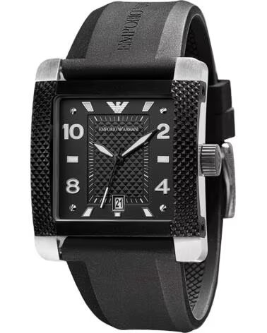 RELOJ EMPORIO ARMANI AR5841 CUADRADO CON CORREA DE CAUCHO NEGRO
